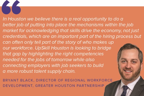 Bryant Black describes UpSkill Houston's work in a pull quote from Accelerator for America's new workforce development playbook