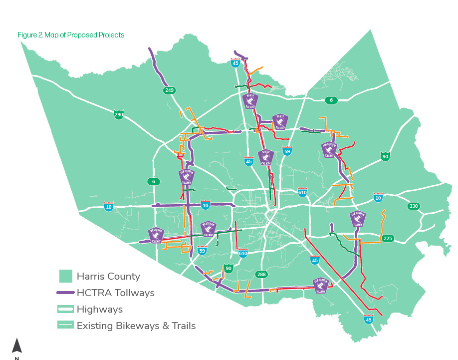 Map of proposed Tollways to Trailways projects (Courtesy: HCTRA)